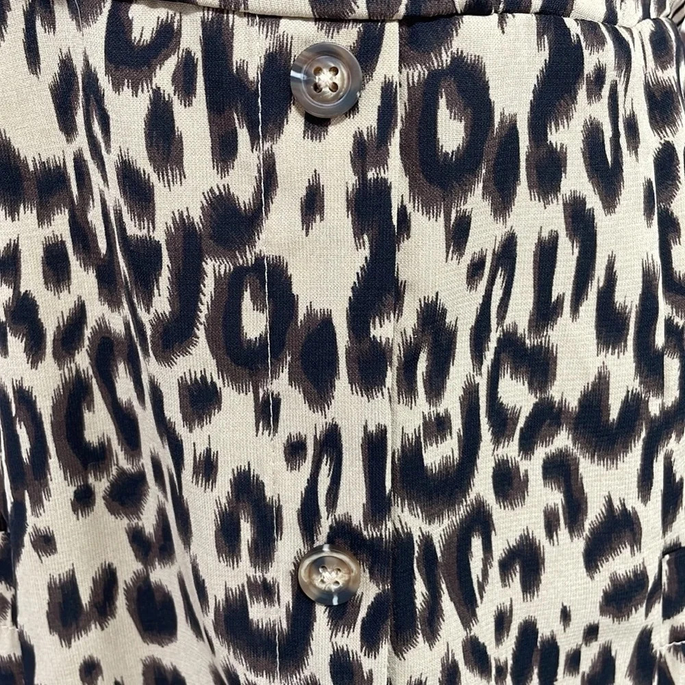 Sienna Sky Leopard Print Midi Dress Fit & Flare V-Neck Brown Size Small S - Picture 9 of 17